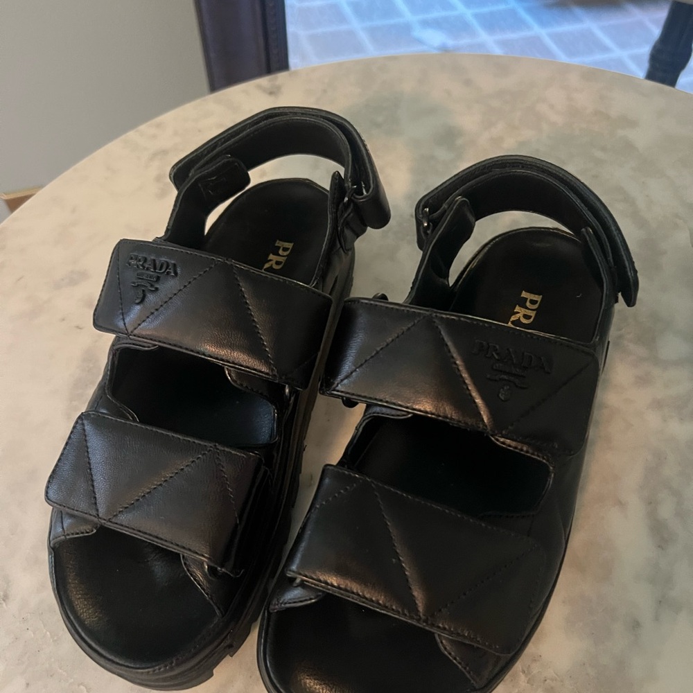 Prada Quilted Black Sandals
